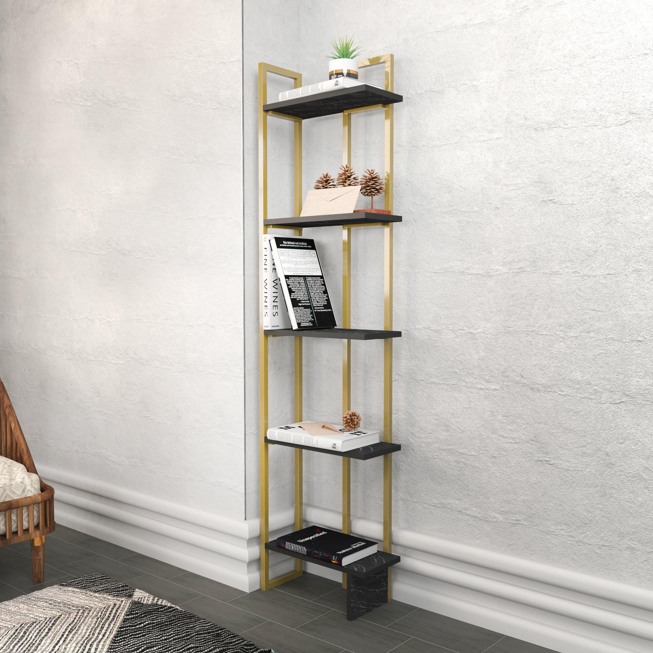 Alice 5-tier Metal Frame Corner Bookcase Bookshelf Shelving Unit Display Unit